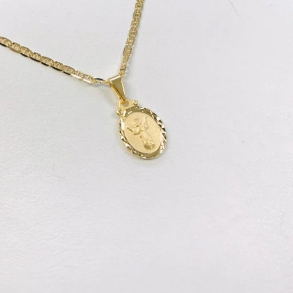 14K Gold Filled Divino Nino Necklace Charm Pendant 16" Kids Childrens/Baby Jesus - Picture 4 of 4